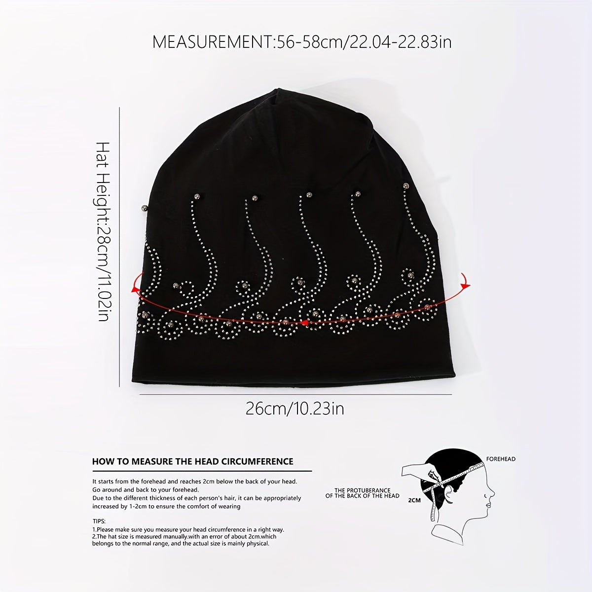 Rhinestone Decor Casual Beanie Solid Slouchy Hats For Women
