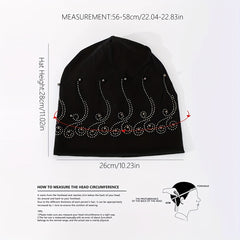 Rhinestone Decor Casual Beanie Solid Slouchy Hats For Women