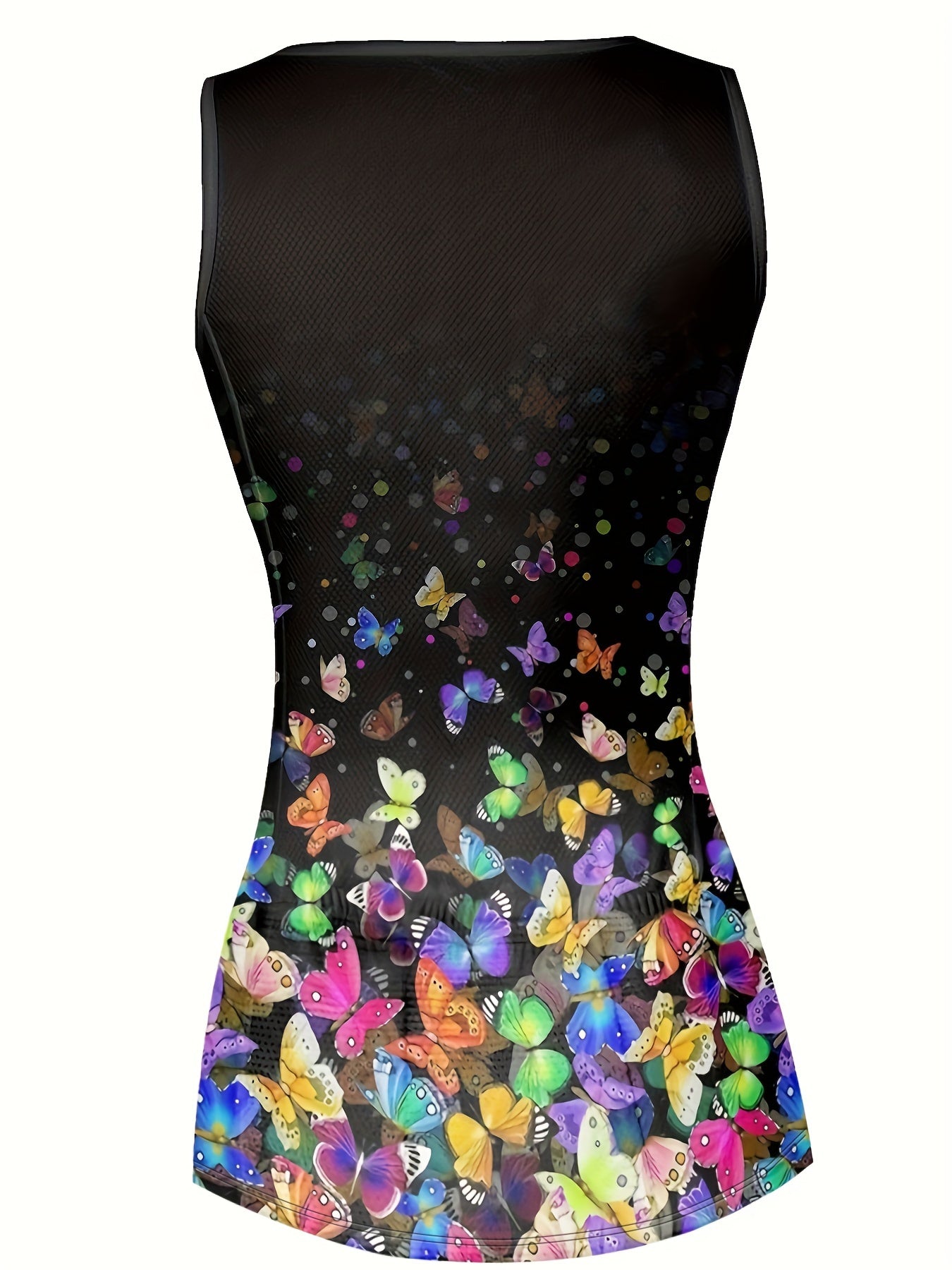 Plus Size Butterfly Print Half Zip Tennis Gym Tank Dress