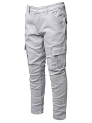 Boys Grey Stretch Jeans Skinny Slim Fit Pockets Cargo Pants Kids Clothes