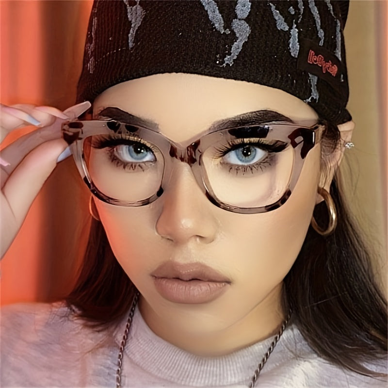 Vintage Leopard Eyeglasses Clear Lens Cat Eye Glasses for Women Men