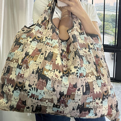 Cartoon Print Tote Shoulder Bag Lightweight Shopping Bag