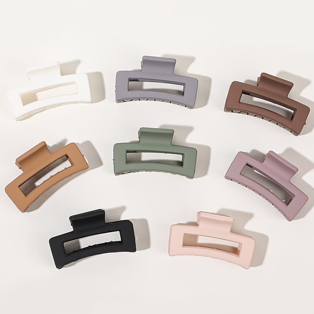 4pcs Frosted Square Hair Clips Hollow Hair Claw For Girls And Women