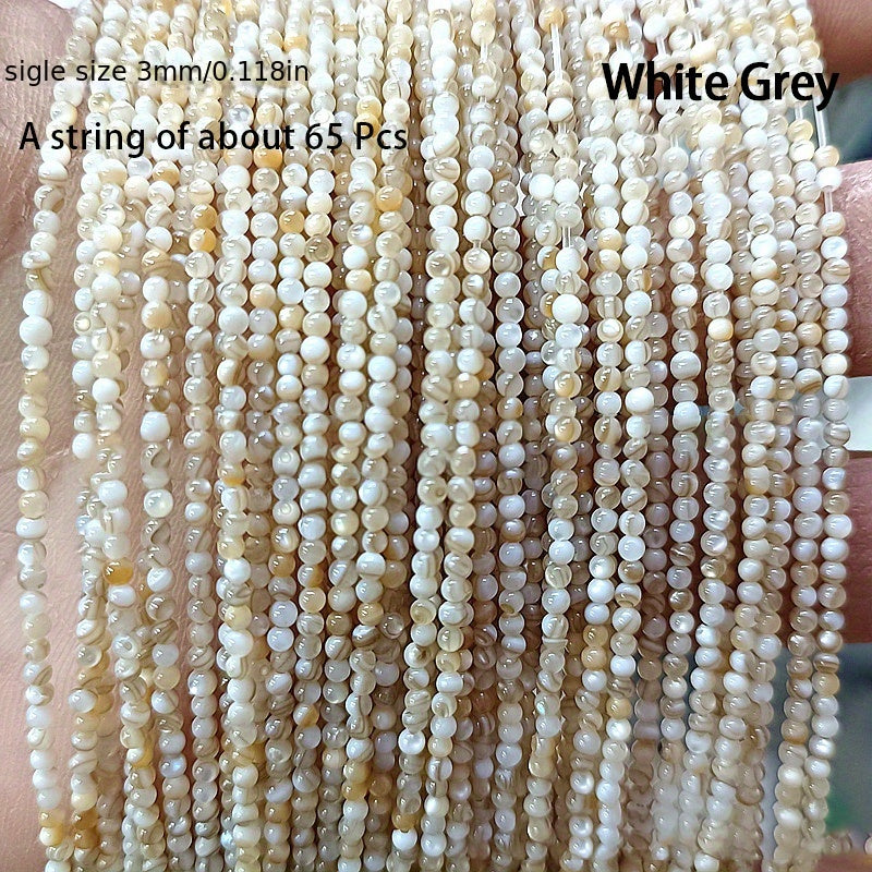 3mm Colored Natural Shell Beads Round Loose Beads DIY Jewelry 65p