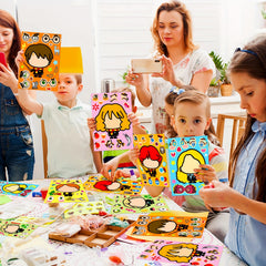 6pcs Make A Face DIY Puzzle Stickers Graffiti Big Head Cartoon Stickers