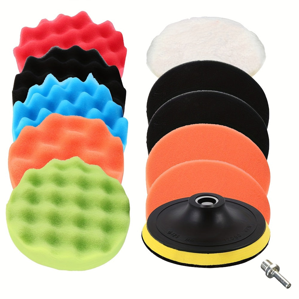 12pcs 12.7cm Detail Polishing Pads Set Sponge Polishing Waxing Buffing Pads Kit