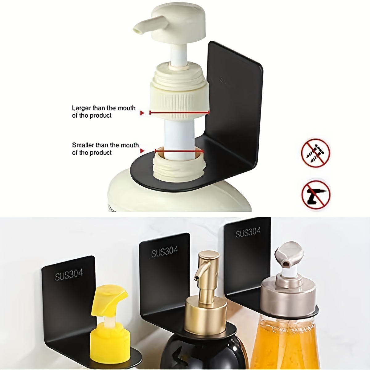 Stainless Steel Shampoo Bottle Hanger Wall-mounted Holder