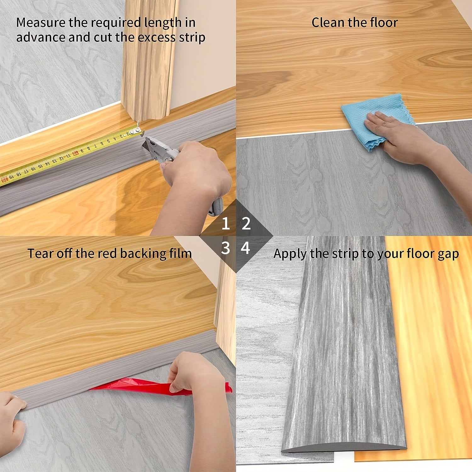 Floor Transition Strip Self Adhesive Vinyl Flat Divider Strip Trim