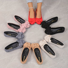 Women's Bowknot Ballet Flats Soft Sole Slip On Shoes