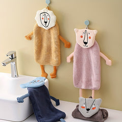 Cartoon Abstract Pattern Hanging Towel Coral Fleece Fingertip Towel