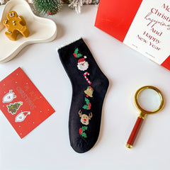 5 Pairs Cartoon Print Socks Christmas Women's Stockings & Hosiery