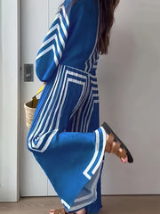  Geometric Print Shirt & Pants Outfit Set