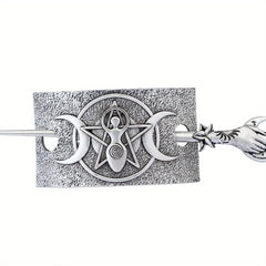 Vintage Witch Pagan Hairpin Dragon Crescent Moon Hairpin Magic Occult Hair Stick