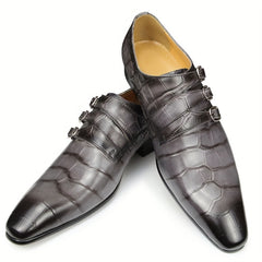 Men's Triple Monk Strap Slip On Loafers
