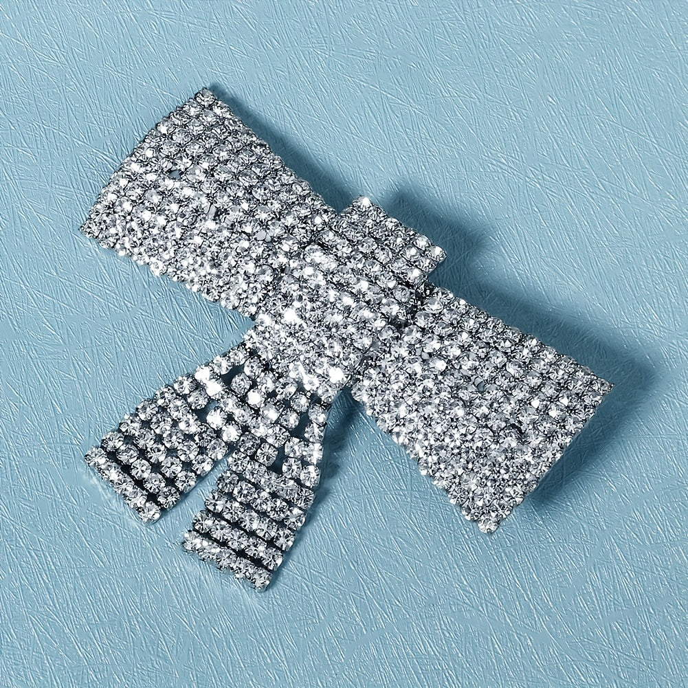 Rhinestone Hairpin Metal Headdress Bow Hairpin