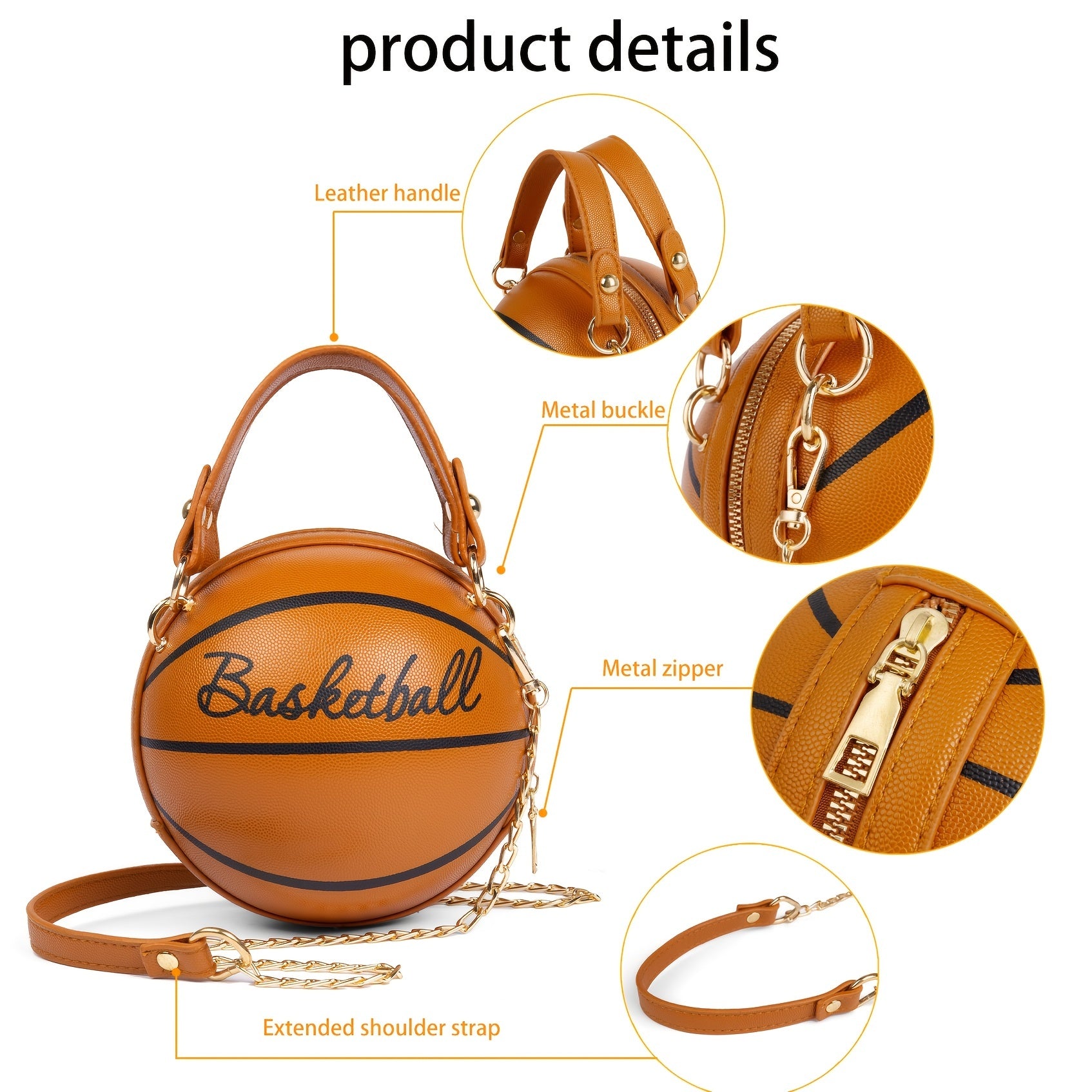 Y2K Basketball Crossbody Bag Chain Shoulder Purse