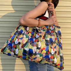 Large Capacity Print Shopper Bag Lightweight Foldable Shoulder Bag