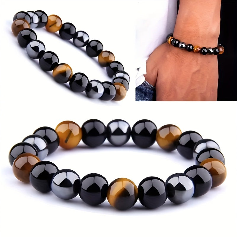 Men's Hematite & Tiger Eye Energy Bracelet