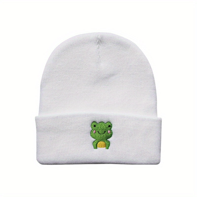 Men's Embroidered Knitted Frog Warm Hat