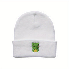 Men's Embroidered Knitted Frog Warm Hat