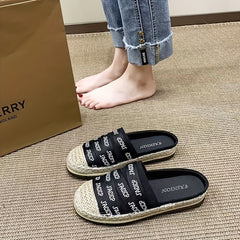 Women's Letter Pattern Sandals Slip On Round Toe Thick sole Espadrilles Shoes