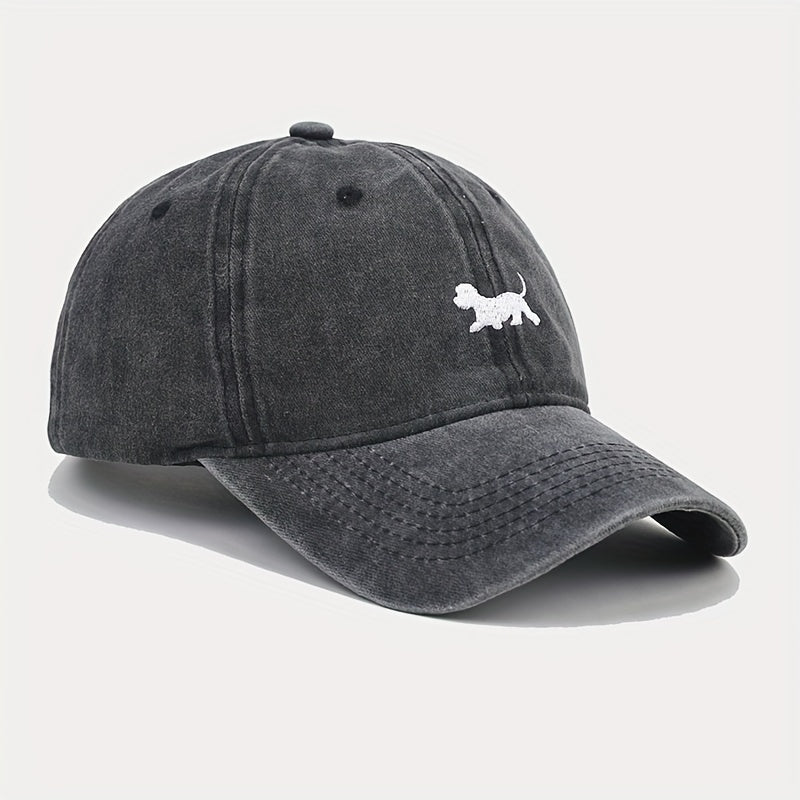 Puppy Embroidery Baseball Cap Cartoon Dog Washed Distressed Dad Hats