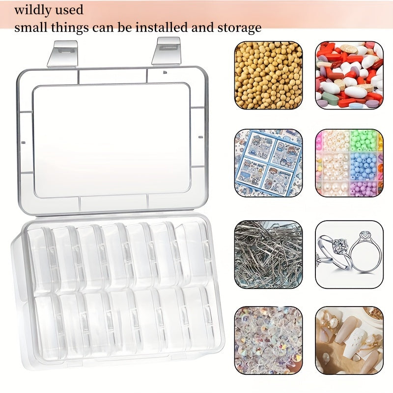 Clear Storage Box with Hinged Lid & 15 Rectangular Boxes