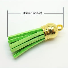 10pcs 38mm Leather Tassel Cap Charms Earring Fringe Keychain Pendant Straps