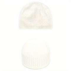 Unisex Ribbed Knitted Beanie Solid Wavy Striped Warm Knit Hat