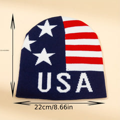 Independence Striped Star American Flag Knitted Jacquard Hat