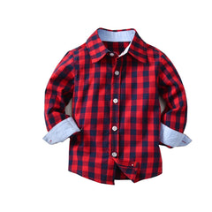 Toddler Boys Plaid Print Long Sleeve Shirt Kids Clothes