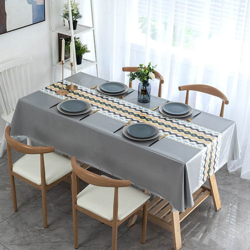 Waterproof Grey Table Runner Odourless Fabric TPU Tablecloth