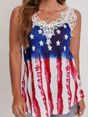 Plus Size Independence Cami Top Women's Plus Star & Striped Print V Neck