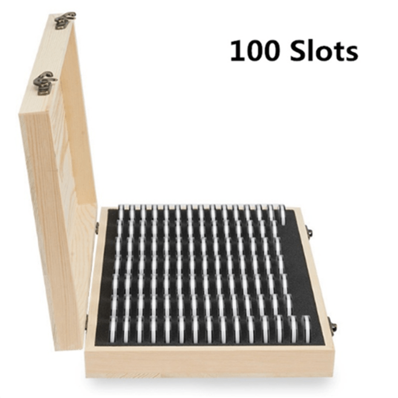 50 100 Slots Coin Collections Wooden Display Case