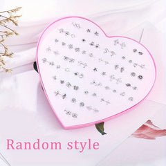 36 Pairs of Silver Stud Earrings Mixed Hair Women's Jewelry Women's Accessories