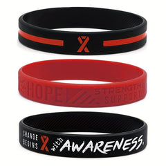 Firefighter Fireman Red Awareness Ribbon Silicone Bracelet
