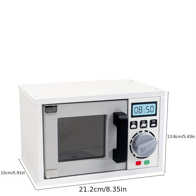 Kids Wooden Microwave Oven Kitchen Playset with Bread Baking Dessert Set