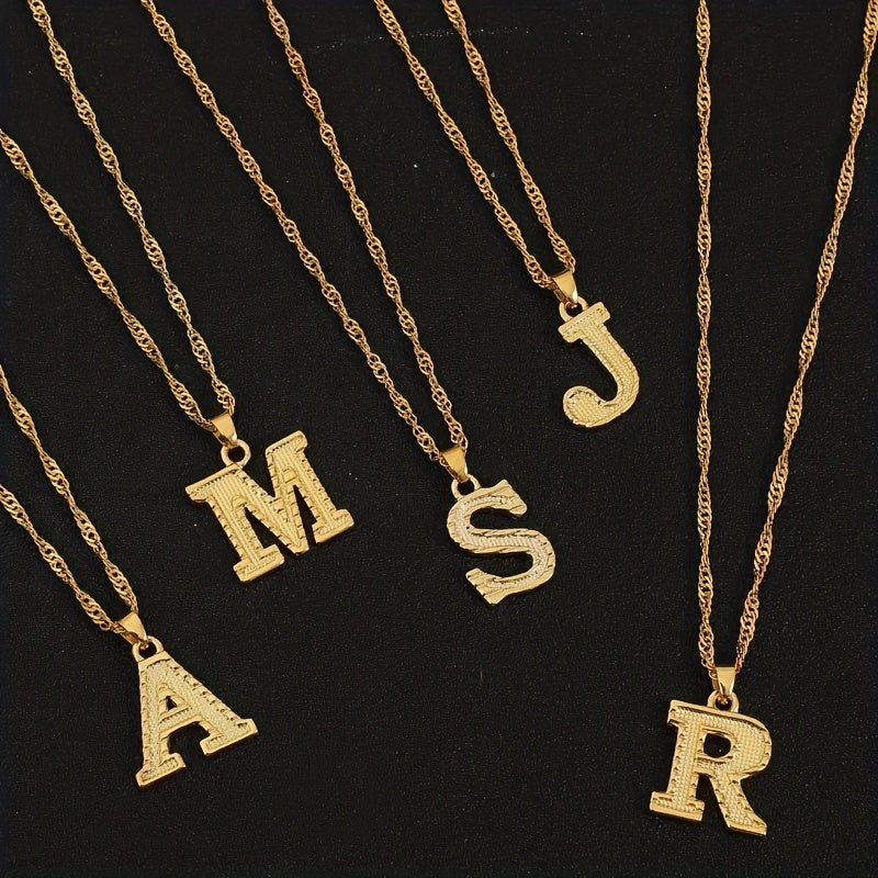 Golden Initial A Pendant Necklace Dainty Letter A Charm Alphabets Jewelry