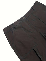  Solid High Rise Wide Leg Cargo Trousers