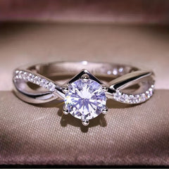 Men's Silver Alloy Ring With Artificial Diamond Engagement