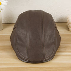 Newsboy Hat Women Autumn Winter Cowhide Solid Unisex Man Hat