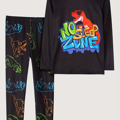 Boy's Dinosaur Pajama Set Long Sleeve Top & Pants