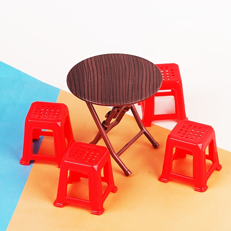 Mini Stool and Table Set for Dollhouse Decorations
