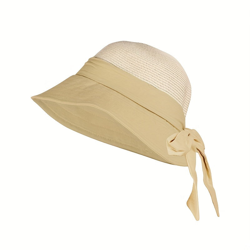Bowknot Cotton Bucket Hat Hollow Breathable Travel Beach Sun Hats