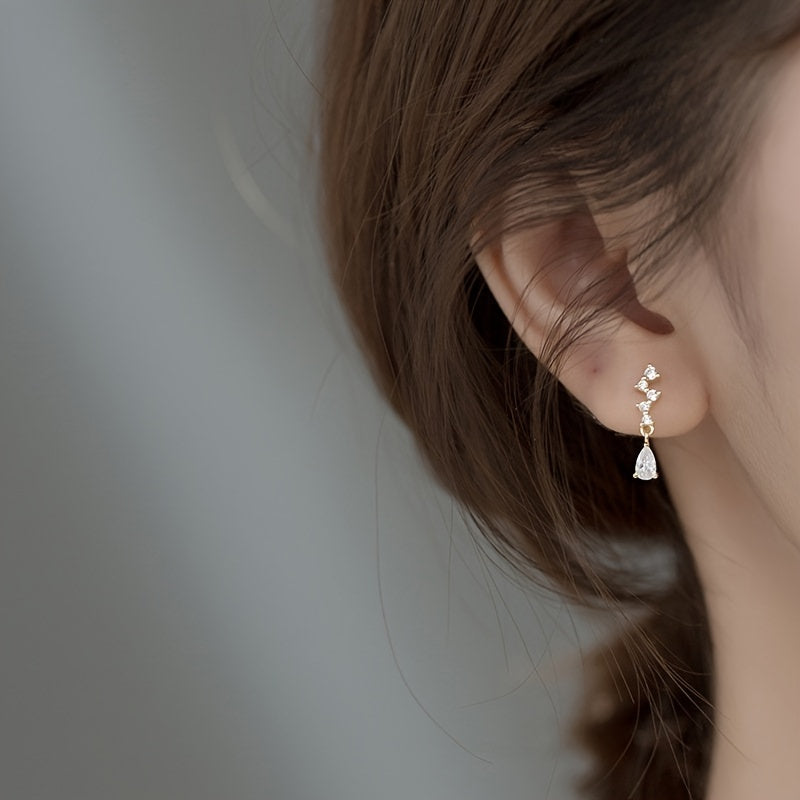 Zircon Stud Earrings 14K Plated Daily Wear Jewelry