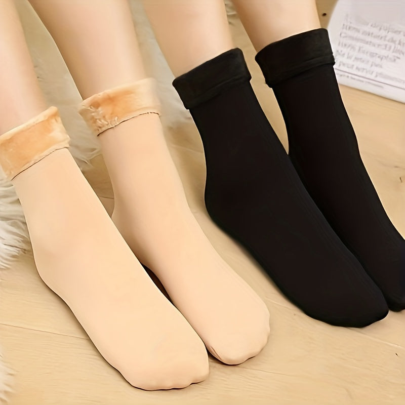 3 Pairs Fuzzy Socks Cozy & Warm Mid Tube Socks Women's Stockings