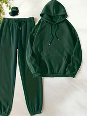  Casual Hooded Sweatshirt & Jogger Set
