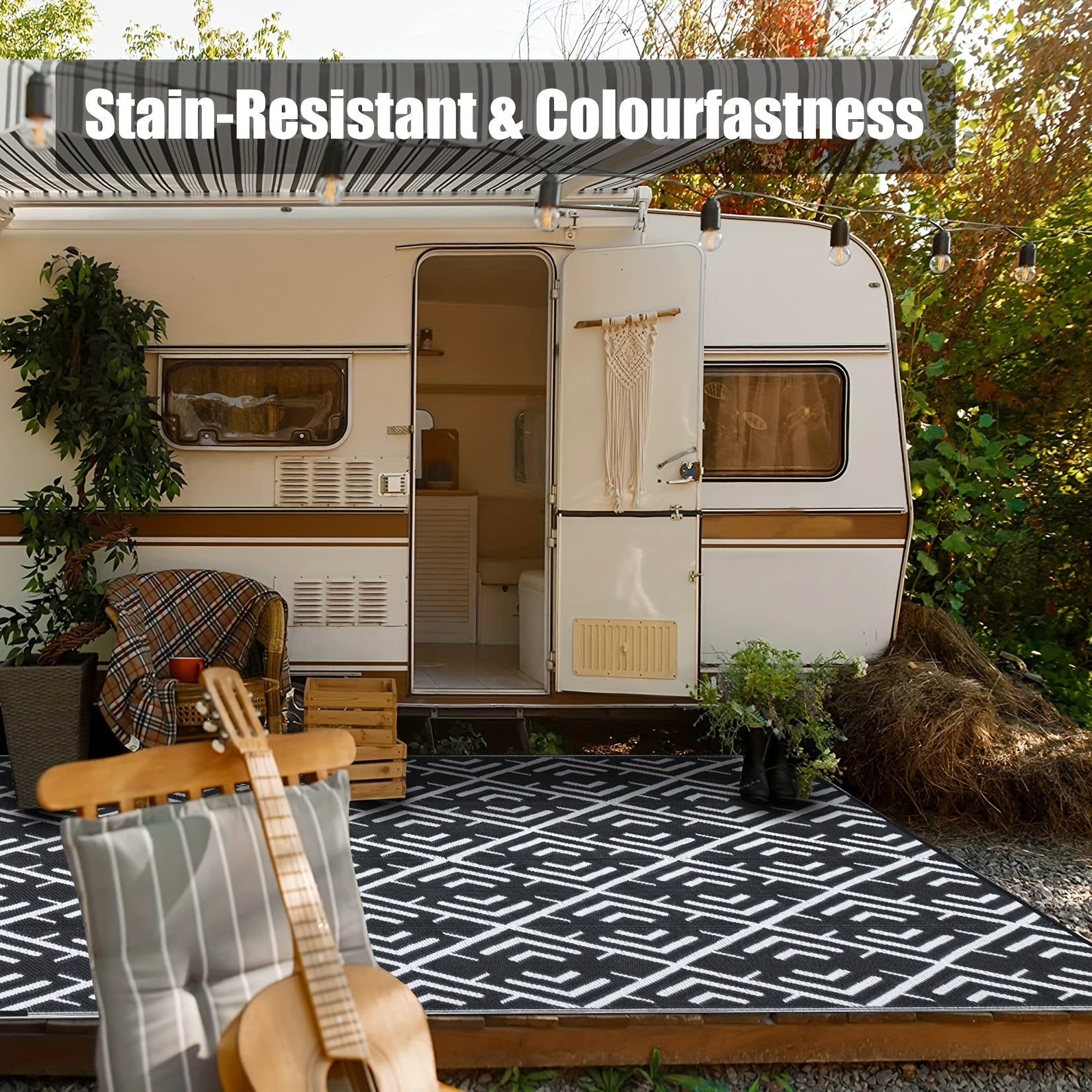 Non Slip Waterproof Reversible Outdoor Rug Multiple Sizes