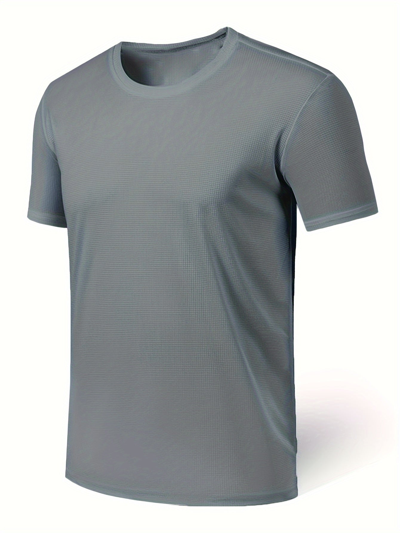 Men's Solid Short Sleeve T shirt Active Comfy High Stretch Crew Neck Tee