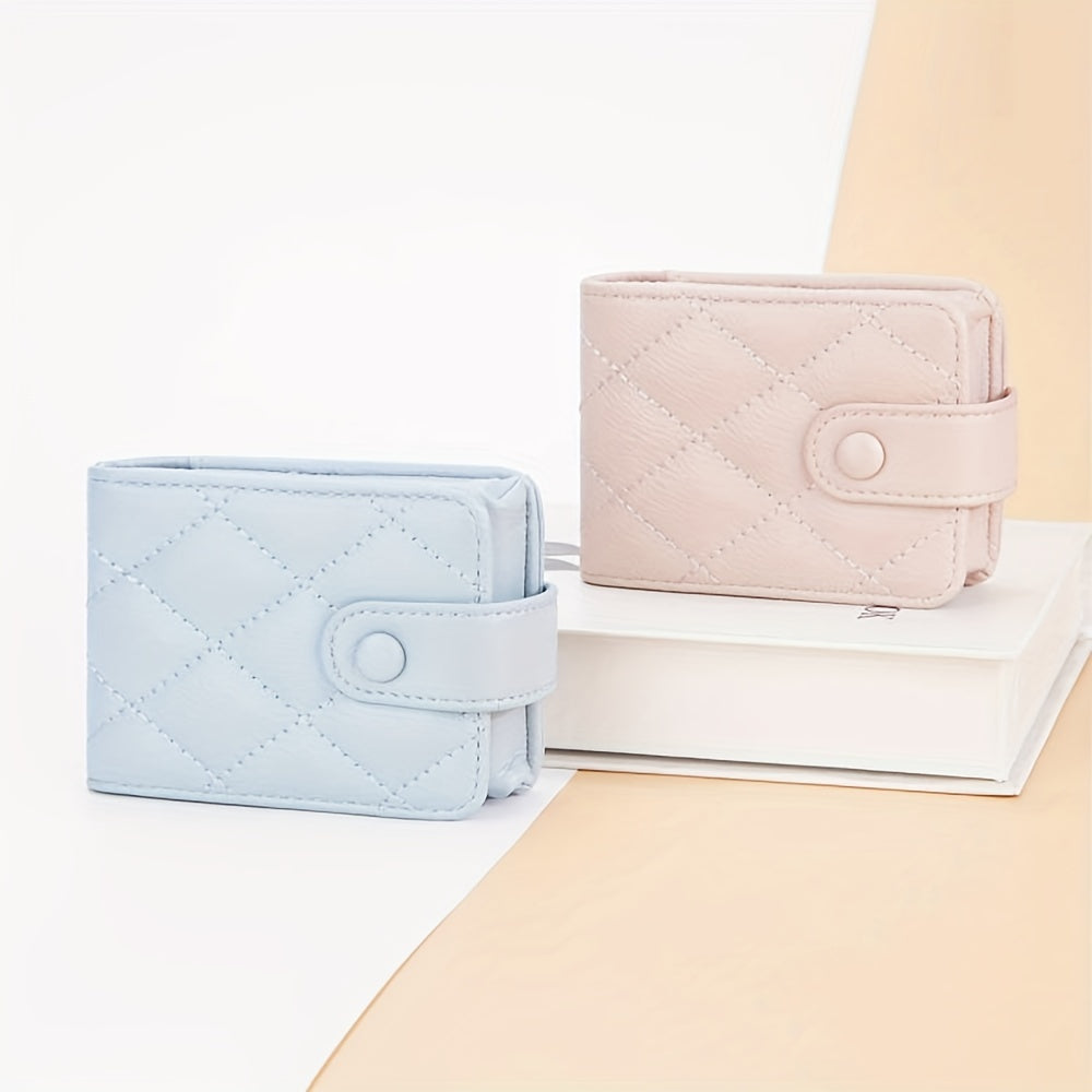 Quilted Flap Lipstick Bag Argyle Pattern with Mirror